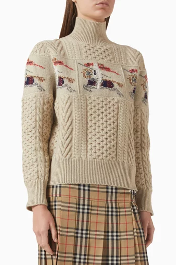 سترة أران منسوجة من مزيج صوف