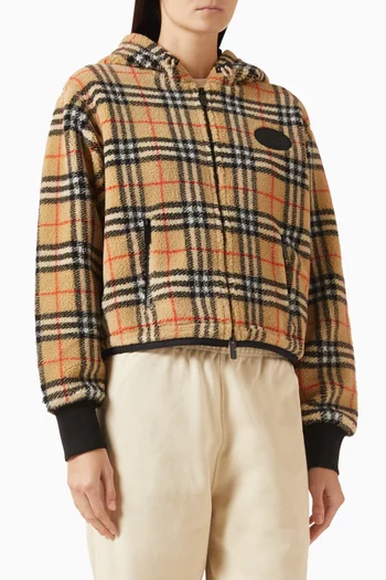 كنزة بغطاء رأس فيونا بنقشة مربعات صوف