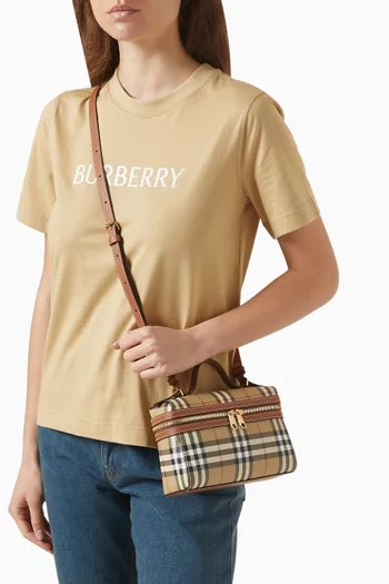 حقيبة مستحضرات تجميل بنقشة مربعات قنب