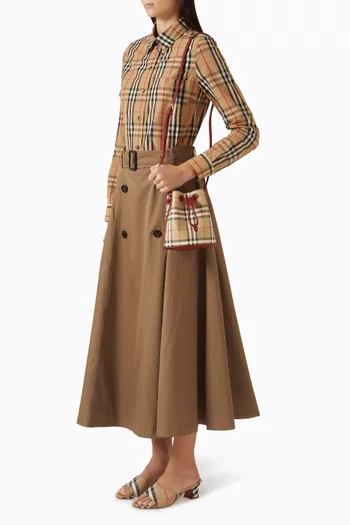 Mini Check Bucket Bag in Canvas