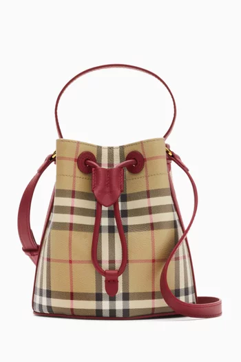 Mini Check Bucket Bag in Canvas