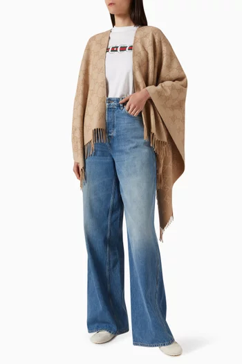 Fringe Poncho in GG Cashmere Lamé