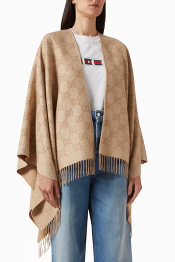Fringe Poncho in GG Cashmere Lamé