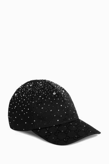 Crystal-embellished Baseball Cap in GG Canvas