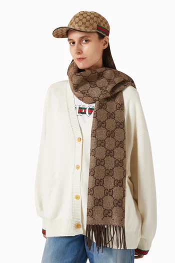 Fringe Scarf in GG Cashmere Lamé