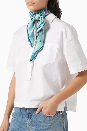 Interlocking G Floral-print Scarf in Silk Twill