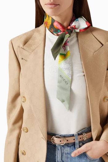 وشاح بشريط بنقشة زهور حرير