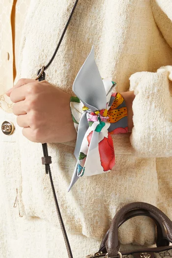 وشاح بشريط بنقشة زهور حرير