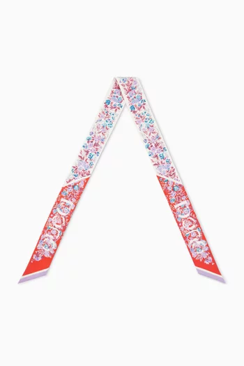 وشاح مزين بنقشة زهور حرير تويل