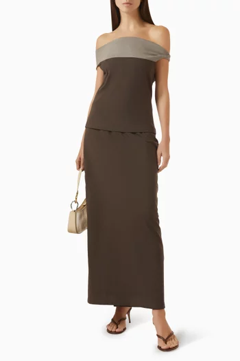 طقم بلوزة بلونين وتنورة قطن