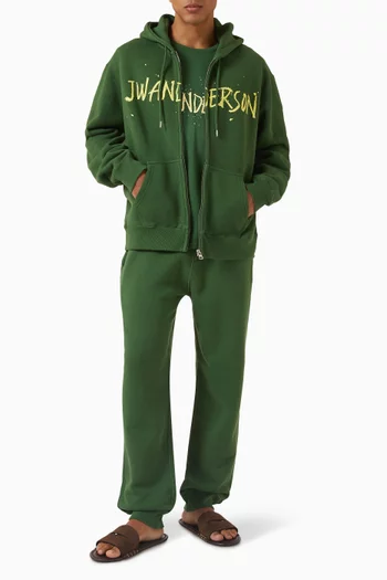 كنزة بغطاء رأس بطبعة وسحّاب في الأمام قطن