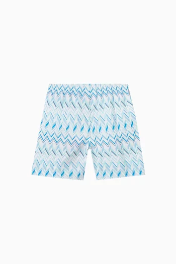 Zig Zag Print Swim Shorts in Nylon