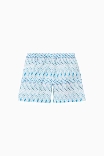 Zig Zag Print Swim Shorts in Nylon