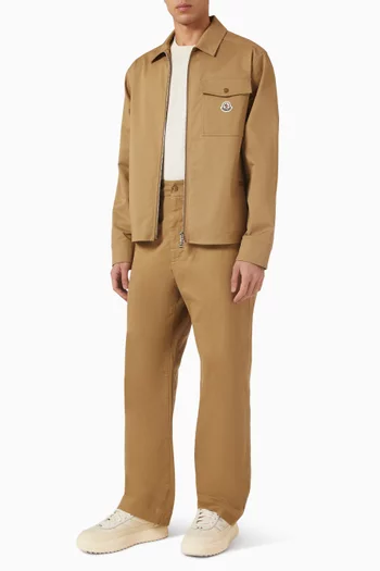 Shirt Jacket in Cotton Blend Gabardine