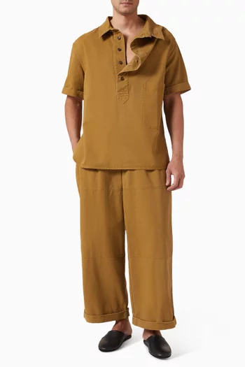 بنطال بطيات مقسم لأجزاء قطن دريل