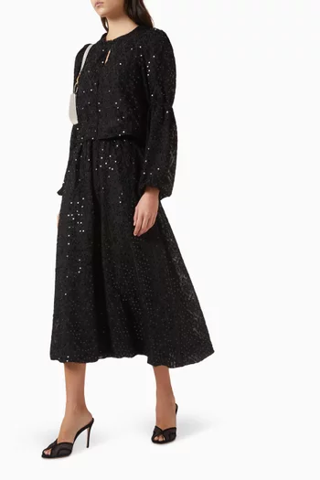 تنورة ياسرالا متوسطة الطول ومطرزة