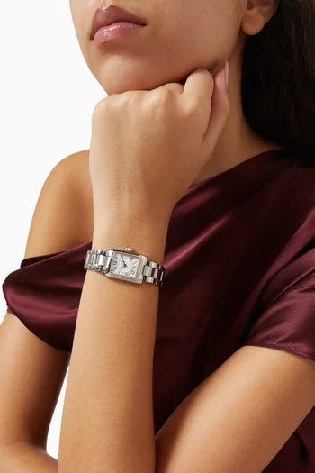 Carrée Stainless Steel Quartz Watch, 23 x 21mm