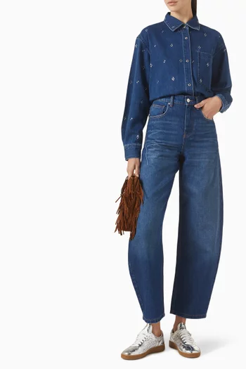 Rhinestone-embellished Shirt in Denim