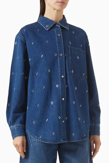 Rhinestone-embellished Shirt in Denim