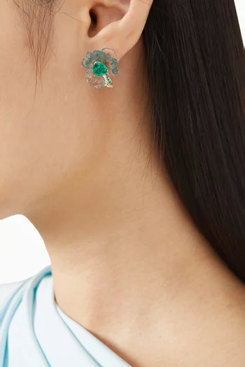 أقراط بيتونيا سبيرولينا مرصعة بحجر ومطلية ذهب عيار 18