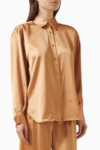 Rhinestone Shirt in Satin