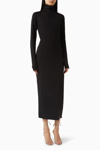 Turtleneck Zip Dress in Rayon Blend