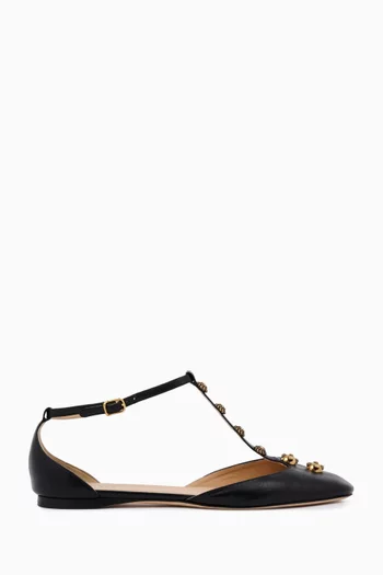 حذاء باليرينا سيليست بكعب مسطح جلد ماعز لامع