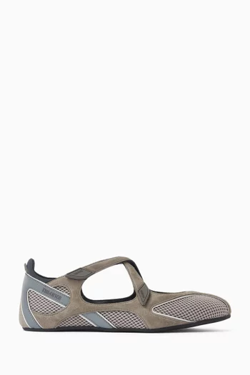 Floor01 Ballet Flats in Mesh & Suede