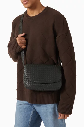 حقيبة مسنجر فينيتو بغطاء قلاب جلد مجدول