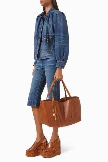 Large Spin East West Tote Bag in Shiny Grained Calfskin