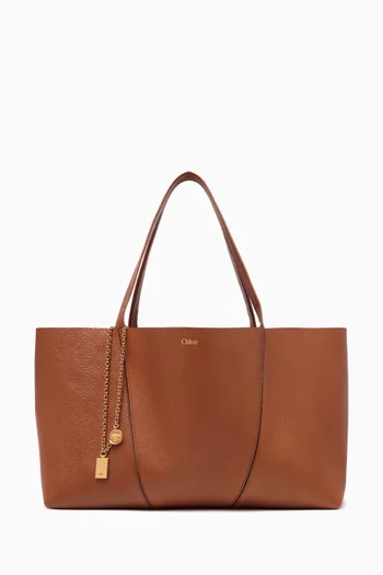 Large Spin East West Tote Bag in Shiny Grained Calfskin