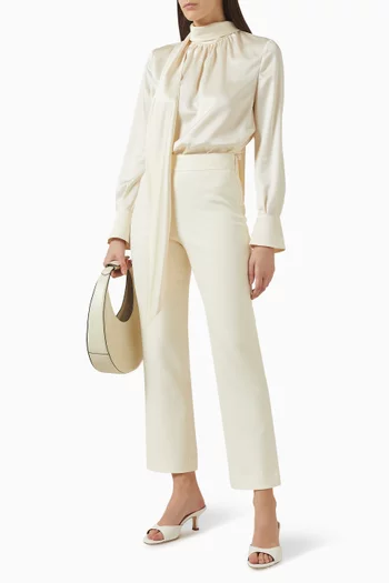 Veronica Bow Blouse in Satin