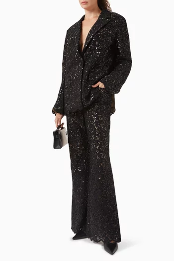 بنطال غايا بقصة ساق واسعة دانتيل