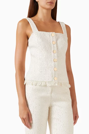 Beau Fringe Top in Tweed