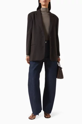 جاكيت مزيج صوف مارينو بصف أزرار