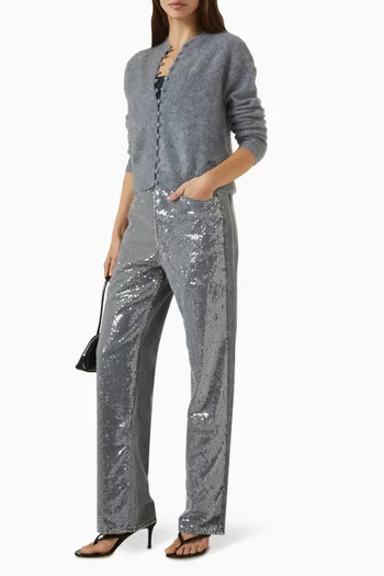 بنطال جينز شيا مطرز بالترتر