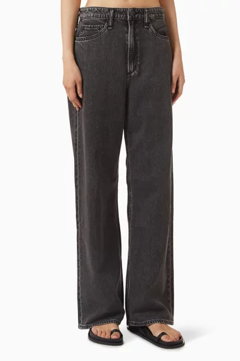 بنطال جينز لوغان بقصة ساق واسعة دينم