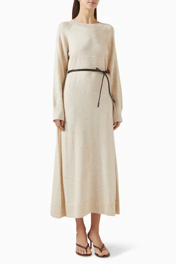 Loren Belted Dress in Wool Blend