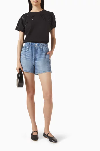 Kelly Bead-embellished Floral T-shirt in Peruvian Cotton