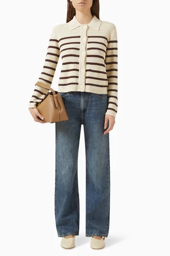 كارديغان كوستي منسوج مزيج قطن