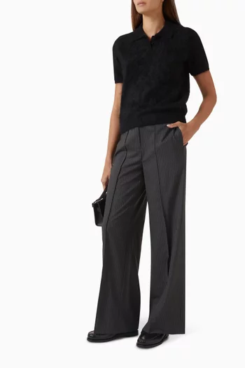 Irina Striped Tailored Pants in Wool Blend