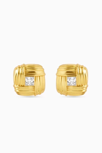 Knot Crystal Clip-on Earrings in 22kt Gold-plated Brass