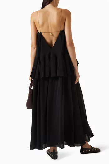 فستان برباط في الخلف حرير