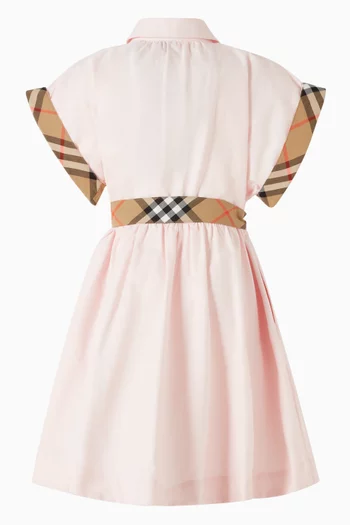 Check Trim Shirt Dress in Cotton