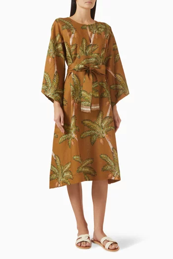 Date Palm Midi Dress in Linen