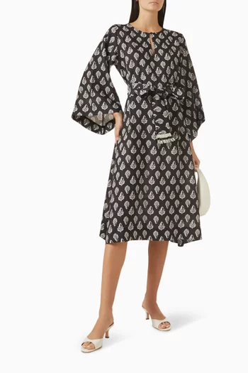 Leaf Midi Dress in Linen