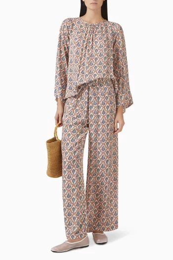 Geometric Leaf Pants in Viscose