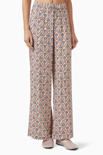 Geometric Leaf Pants in Viscose