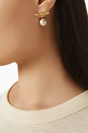 Pearl Drop Earrings in Brass