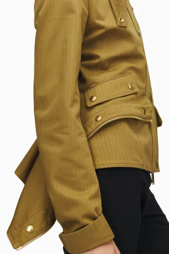 Herringbone Kickback Jacket in Cotton